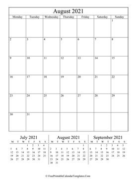 2021 august calendar printable vertical