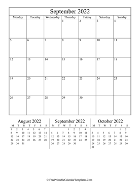 2022 september calendar printable vertical layout