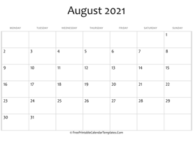 fillable august calendar 2021 horizontal