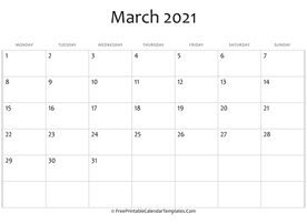 fillable march calendar 2021