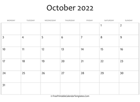 fillable october calendar 2022