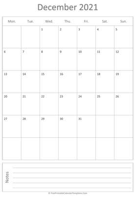 printable december calendar 2021 vertical layout