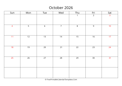 october 2026 editable calendar