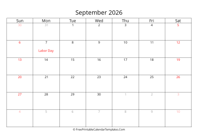 september 2026 calendar with holidays