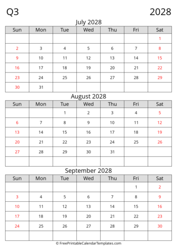 Q3 2028 Portrait Standard Grid