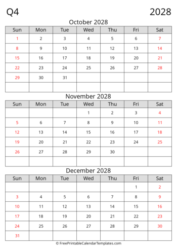 Q4 2028 Portrait Standard Grid