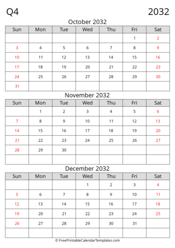 Q4 2032 Portrait Standard Grid